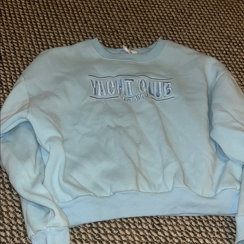 Princess Polly Blue Crewneck Sweater Soft Cotton Blend